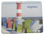 Aluminiummagnet  Helgoländer Dünenleuchtturm mit Strandkörben 