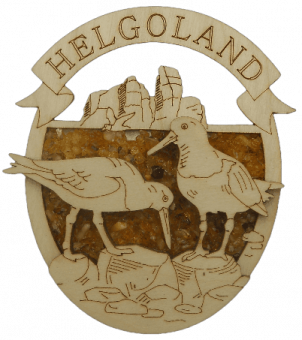 Holzmagnet Helgoland mit Austernfischer 